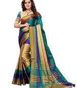 Multicolor printed cotton silk saree with blouse