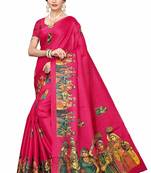 Pink printed khadi saree with blouse