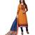 Women's Rust & Navy Blue Cambric Cotton Printed Unstitch Dress Material With Dupatta