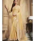 yellow woven linen saree with blouse