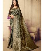 grey woven art silk saree with blouse