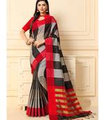 grey woven cotton silk saree with blouse