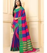 multicolor woven cotton silk saree with blouse