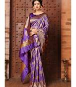 purple woven art silk saree with blouse