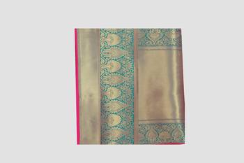 Pink Woven Kanchipuram Silk Saree With Blouse 3