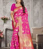 Pink Woven Kanchipuram Silk Saree With Blouse