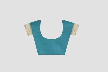 Turquoise Woven Kanchipuram Silk Saree With Blouse 4