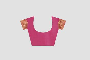 Pink Woven Kanchipuram Silk Saree With Blouse 4