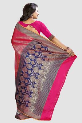 Pink Woven Kanchipuram Silk Saree With Blouse 4