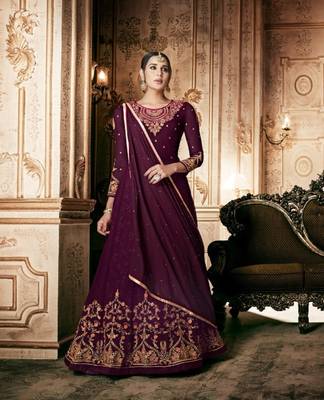 Magenta embroidered georgette salwar 1
