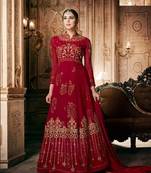 Red embroidered georgette salwar