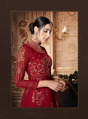 Red embroidered georgette salwar 2