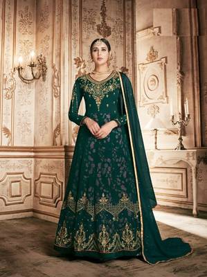 Green embroidered georgette salwar 1
