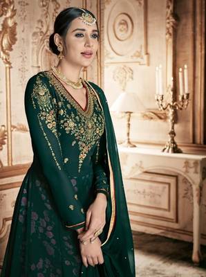 Green embroidered georgette salwar 2
