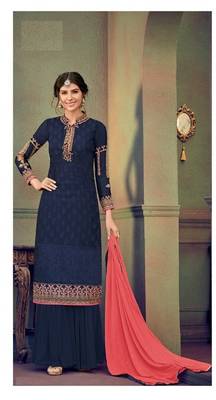 Blue embroidered brasso salwar 1