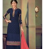 Blue embroidered brasso salwar