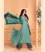 Sky-blue embroidered silk salwar