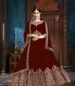 Maroon Embroidered Faux Georgette Salwar
