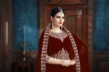 Maroon Embroidered Faux Georgette Salwar 5