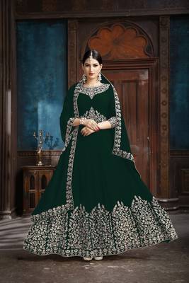 Green Embroidered Faux Georgette Salwar 1