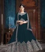 Sky-Blue Embroidered Faux Georgette Salwar