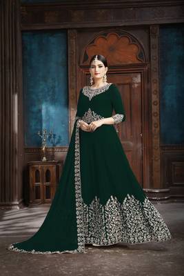 Green Embroidered Faux Georgette Salwar 2