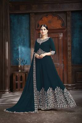 Sky-Blue Embroidered Faux Georgette Salwar 2