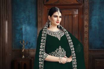 Green Embroidered Faux Georgette Salwar 4