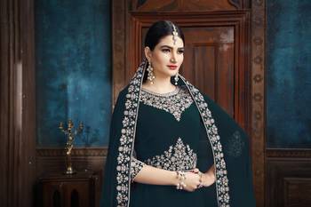 Sky-Blue Embroidered Faux Georgette Salwar 5