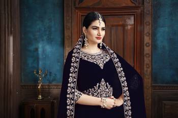 Blue Embroidered Faux Georgette Salwar 5
