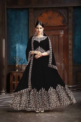 Black Embroidered Faux Georgette Salwar 1
