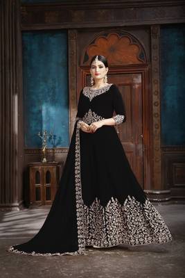 Black Embroidered Faux Georgette Salwar 2