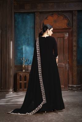 Black Embroidered Faux Georgette Salwar 3