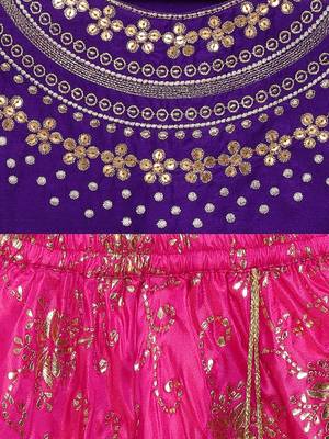 Blue embroidered polyester girls-top-bottom 4