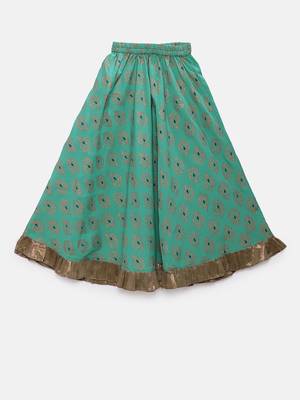 Green embroidered polyester girls-top-bottom 3