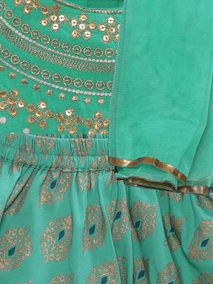 Green embroidered polyester girls-top-bottom 4