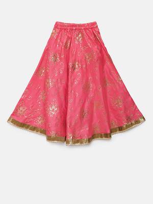Pink embroidered art silk girls-top-bottom 3