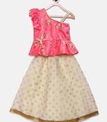 Purple woven polyester girls-top-bottom