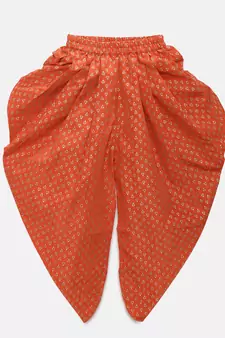 Green woven brocade girls-top-bottom