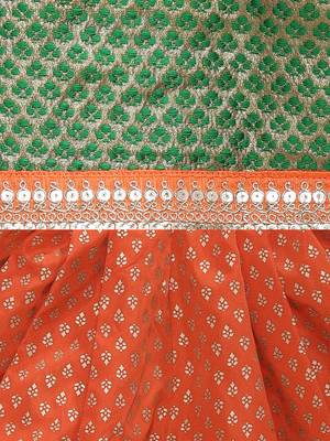 Green woven brocade girls-top-bottom 4