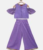 Purple woven polyester girls-top-bottom