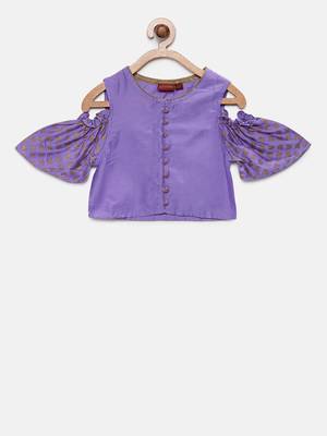 Purple woven polyester girls-top-bottom 2