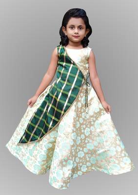 Kids Green Long Cowl Gown 1