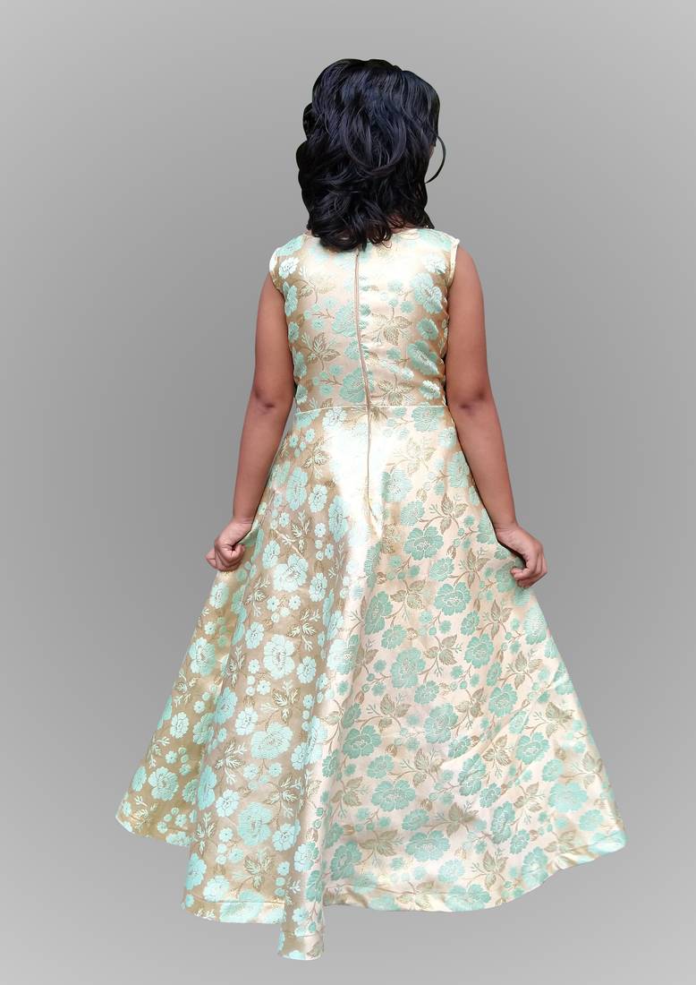 Kids Green Long Cowl Gown