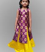 Girl Bit And Yellow Indo Western Gown