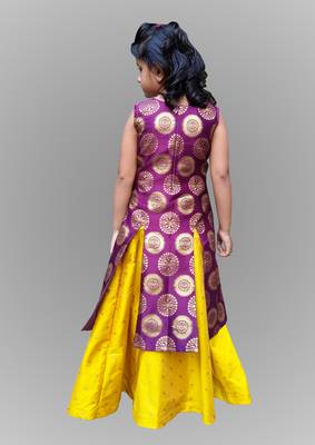 Girl Bit And Yellow Indo Western Gown 2