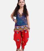 Purple Printed Cotton Girls Top Bottom