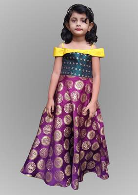 Girl Bit And Yellow Indo Western Gown 1