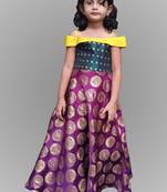 Girl Bit And Yellow Indo Western Gown