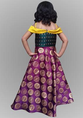 Girl Bit And Yellow Indo Western Gown 2